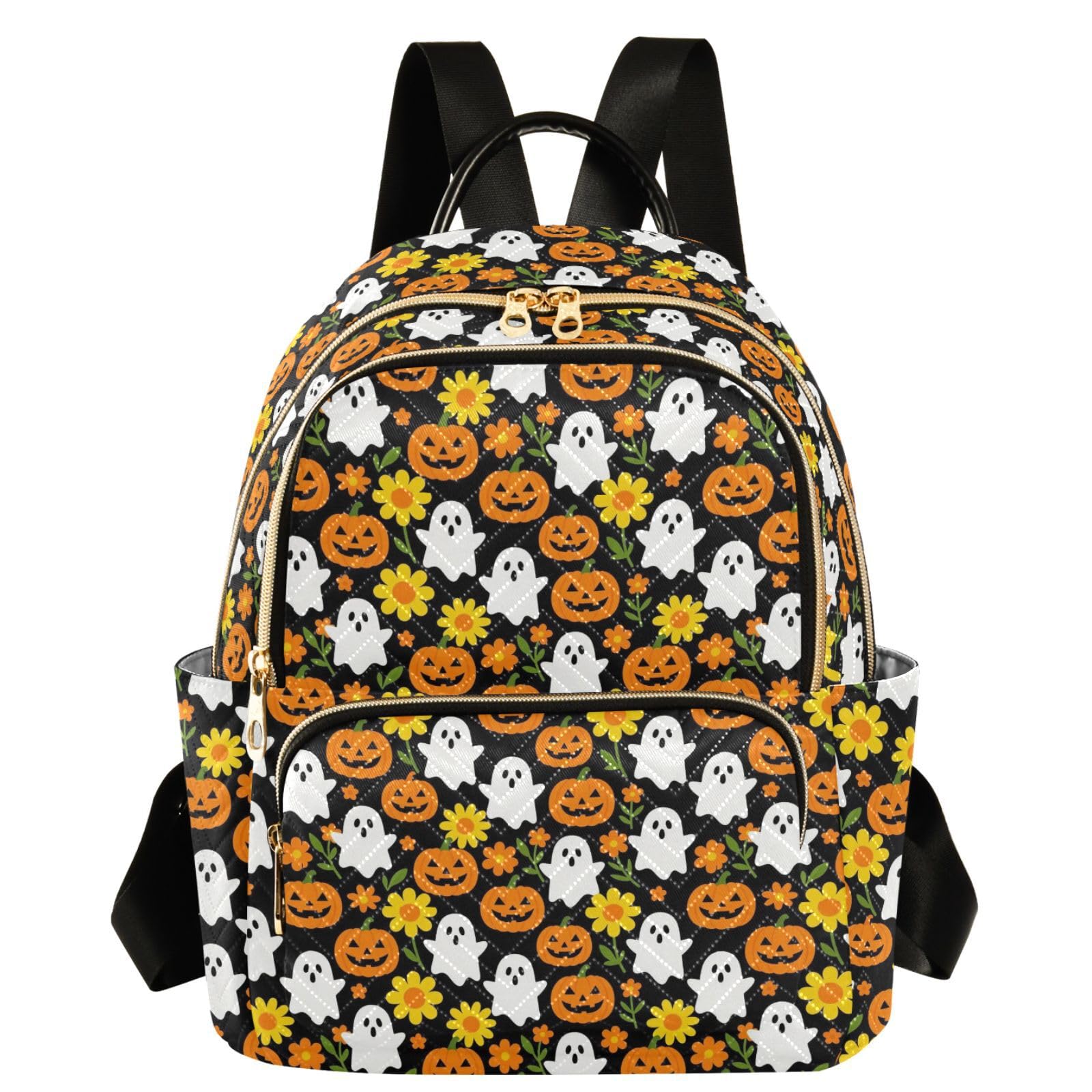 Mochila ligera para mujer con 3 bolsillos con cremallera y diseño floral 8