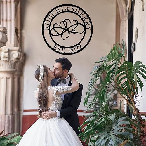 Miniatura 3 de Letrero de metal con diseño de infinito personalizado, arte de pared de metal con corazón infinito, letrero de nombre de metal, decoración de pared