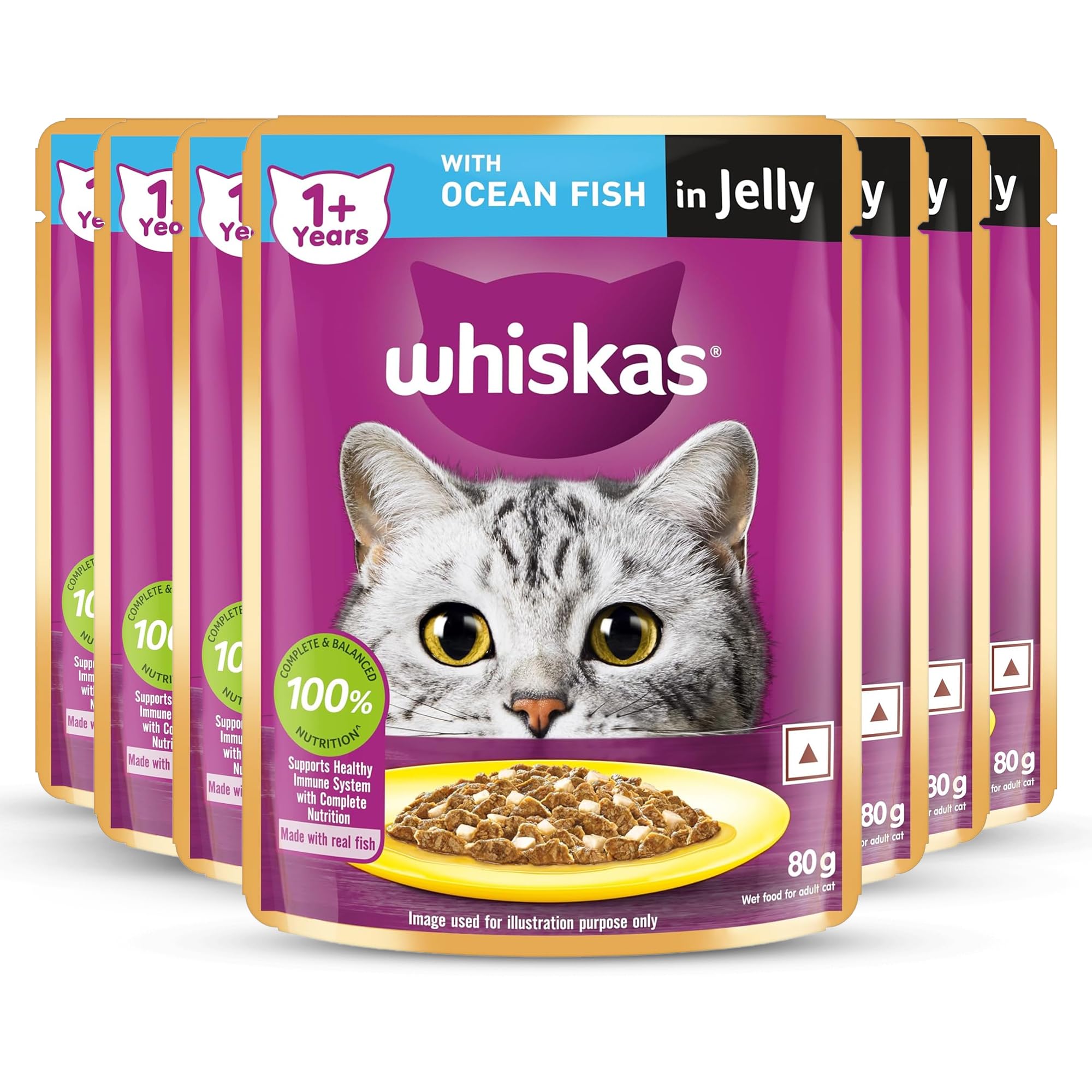 Whiskas Adult (+1 Year) Wet Cat Food, Ocean Fish, 80G Pouch, 1 Count (Pack of 7)-image-29