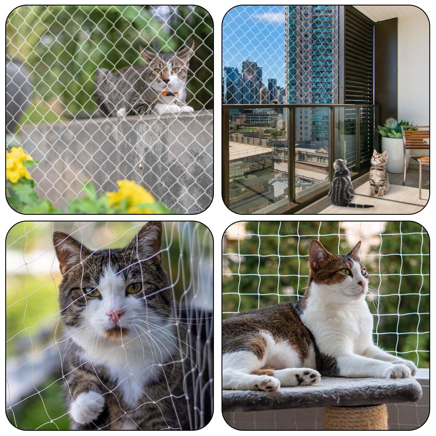 3 x 10m Rete per Gatti, 2.5cm Diametro Foro Rete Gatti balcone, Bianco Rete Balcone per Gatti, Multifunzione Rete Gatti, Rete Protezione Gatti Balcone Adatto per Proteggere Animali Domestici Piante