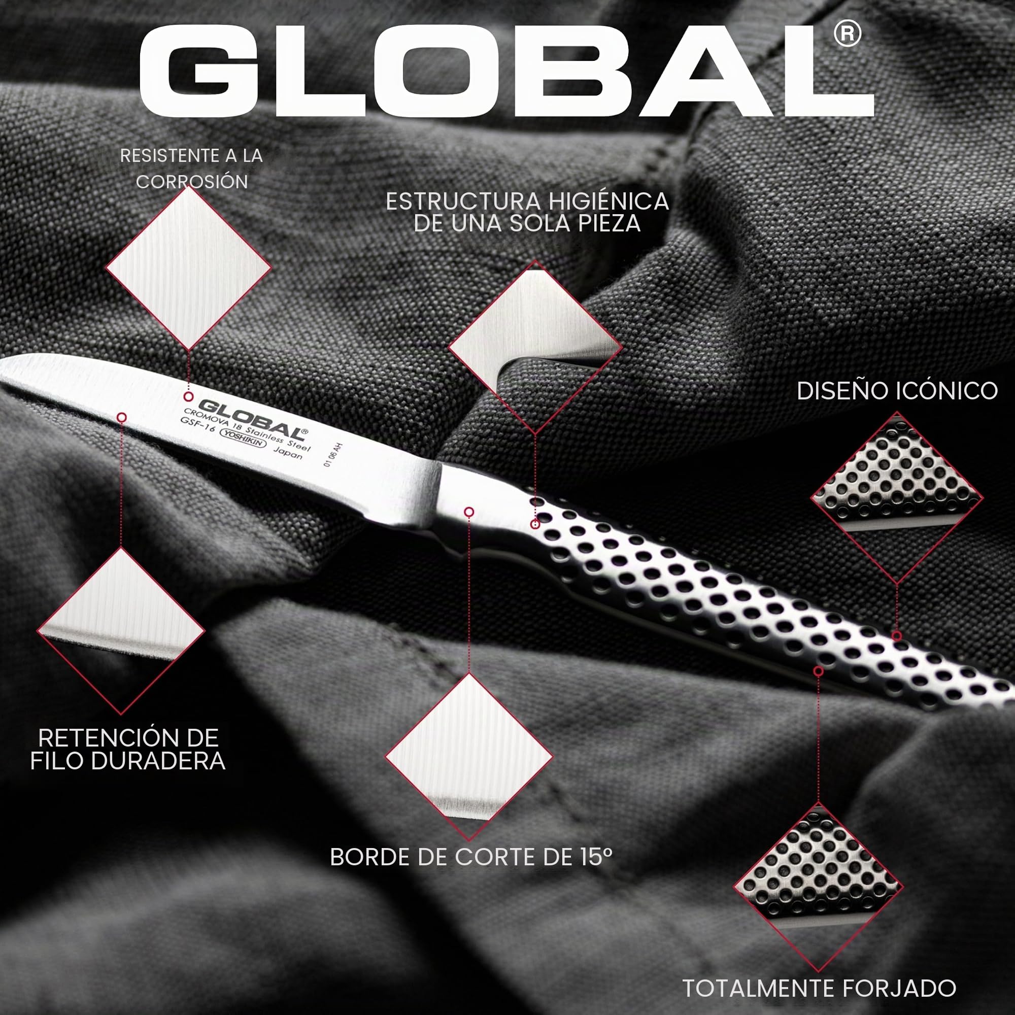 Global GSF-46 - Cuchillo de Cocina (8 cm)