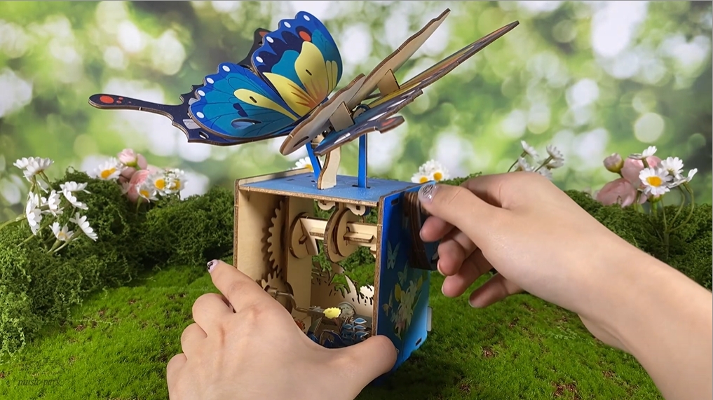 Puzzle 3D De Madera Con Caja Musical - Diseño Mariposa, Suena 'You Are My Sunshine', Manualidad Para Adultos