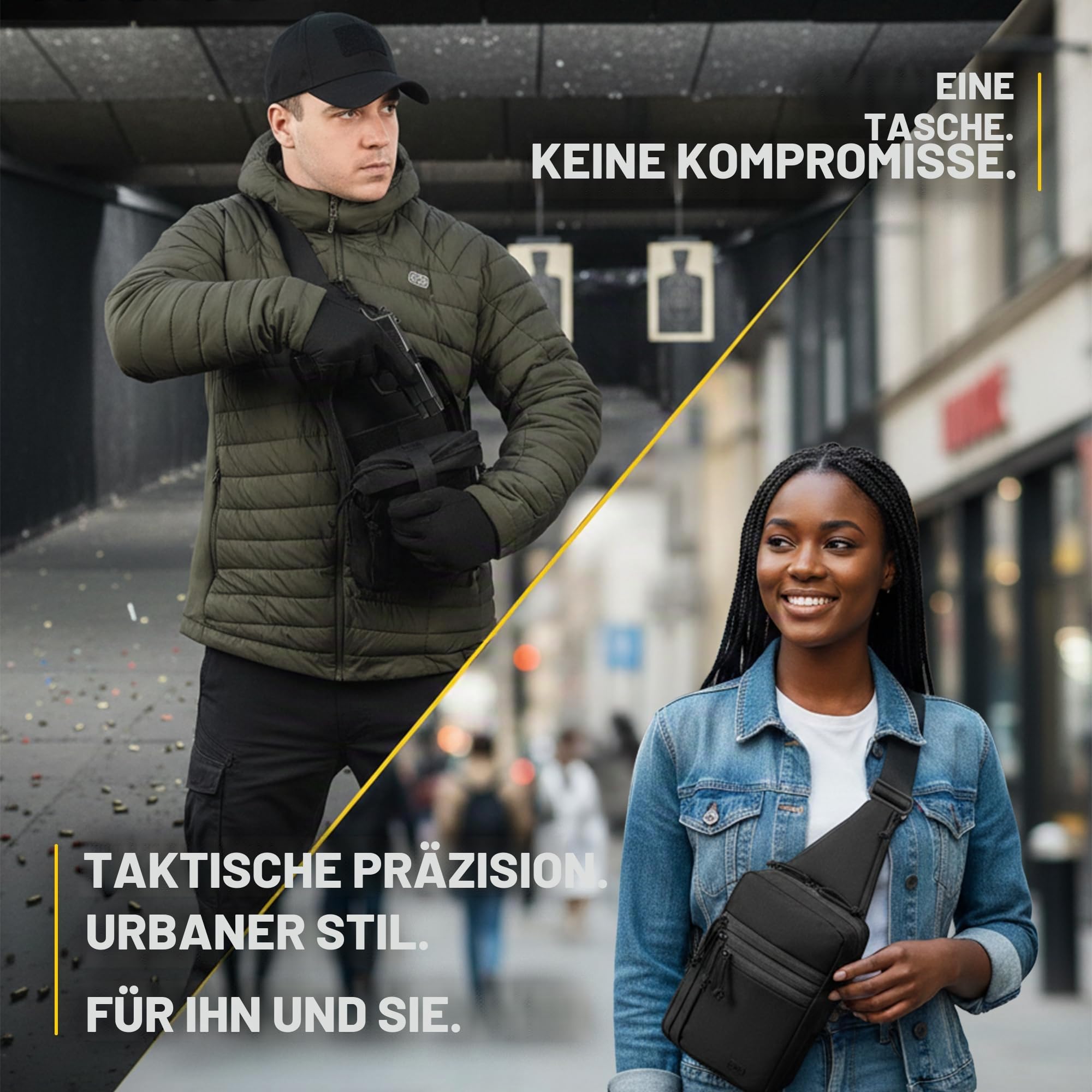 M-Tac Schultertasche mit Pistolenholster – Taktische Umhängetasche Olive aus 600D Polyester mit Klettverschluss & verstellbarem Gurt | Verdecktes Tragen, Outdoor, EDC