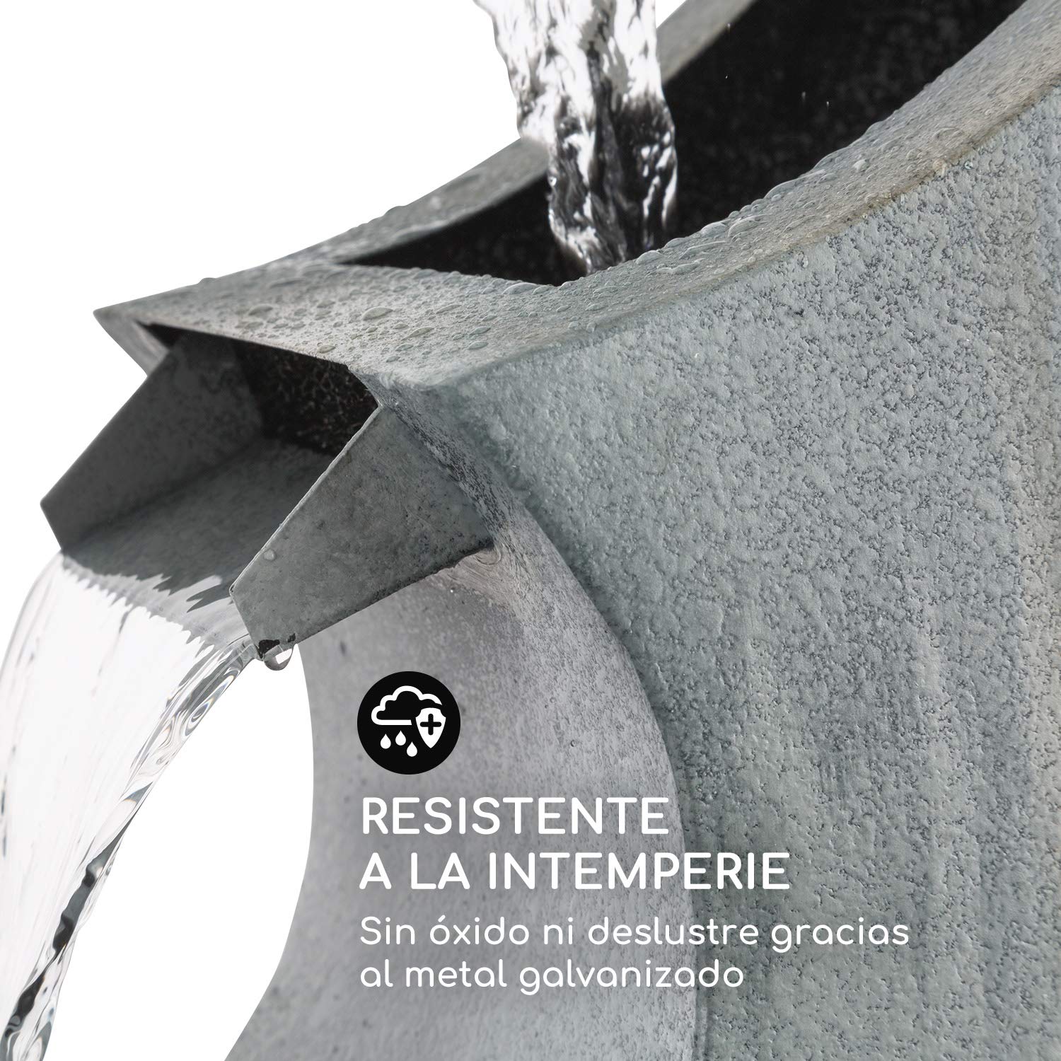 blumfeldt Trumpet Flow Fuente para Exterior e Interior - Circulación de Agua Concepto Loopflo, Bomba de 8 W, Certificado de protección IPX8, Metal zincado, Cable de 10 m Resiste la Intemperie