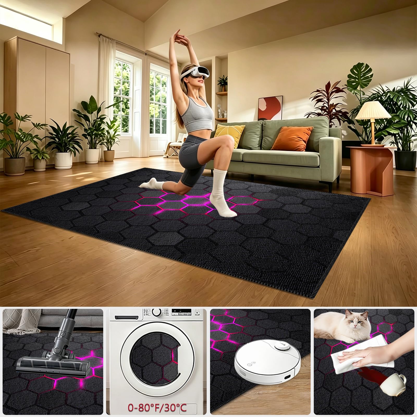 Tappeto per Sedia Gaming Ufficio Salvapavimento 90x110cm | Tappetino per Sedia da Gaming per Parquet e Pavimenti Duri, Tappeto per Sedia con Ruote, Riduce il Rumore, Movimento Fluido