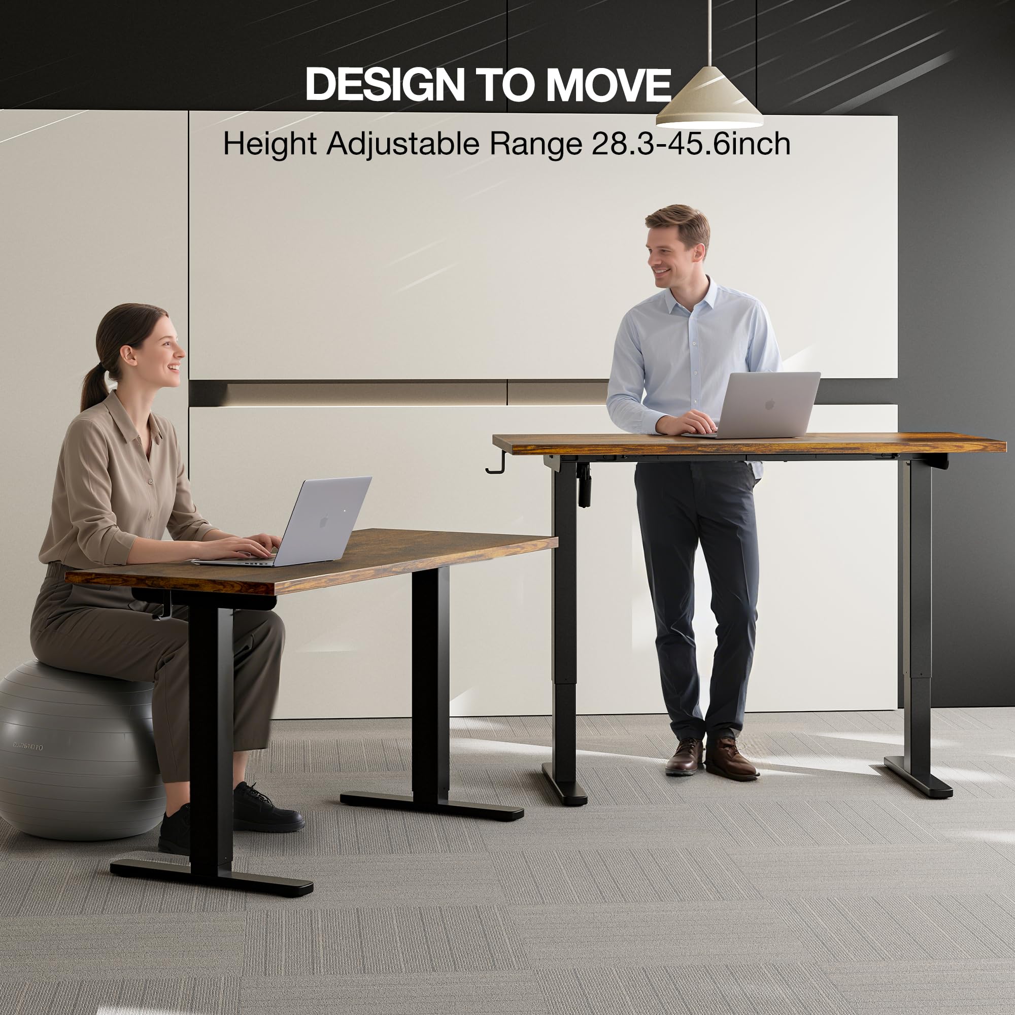 Adjustable Standing Desk with Cable Management 48 X 24 Inches Electric Stand Up Desk 176LBS Load 2 Memory — view 7