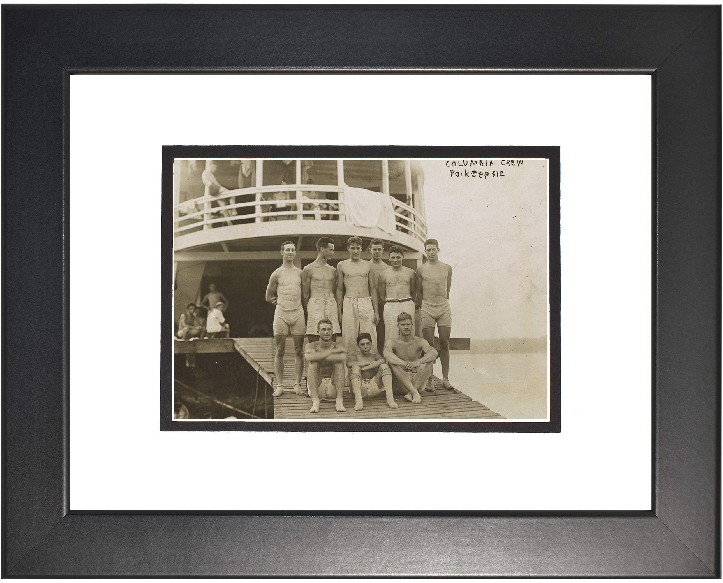 University Crew Team, Po'keepsie Photograph from 1910 in a Smooth Black Frame with White Mat - (8.5" x 11") - Gloss