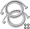 6Ft Stainless Steel Washer Hose with 90 Degree Elbow by Puxyblue for All Washers - 2 Pack Burst Proof Red and Blue Braided Hoses for Hot and Cold Water Supply