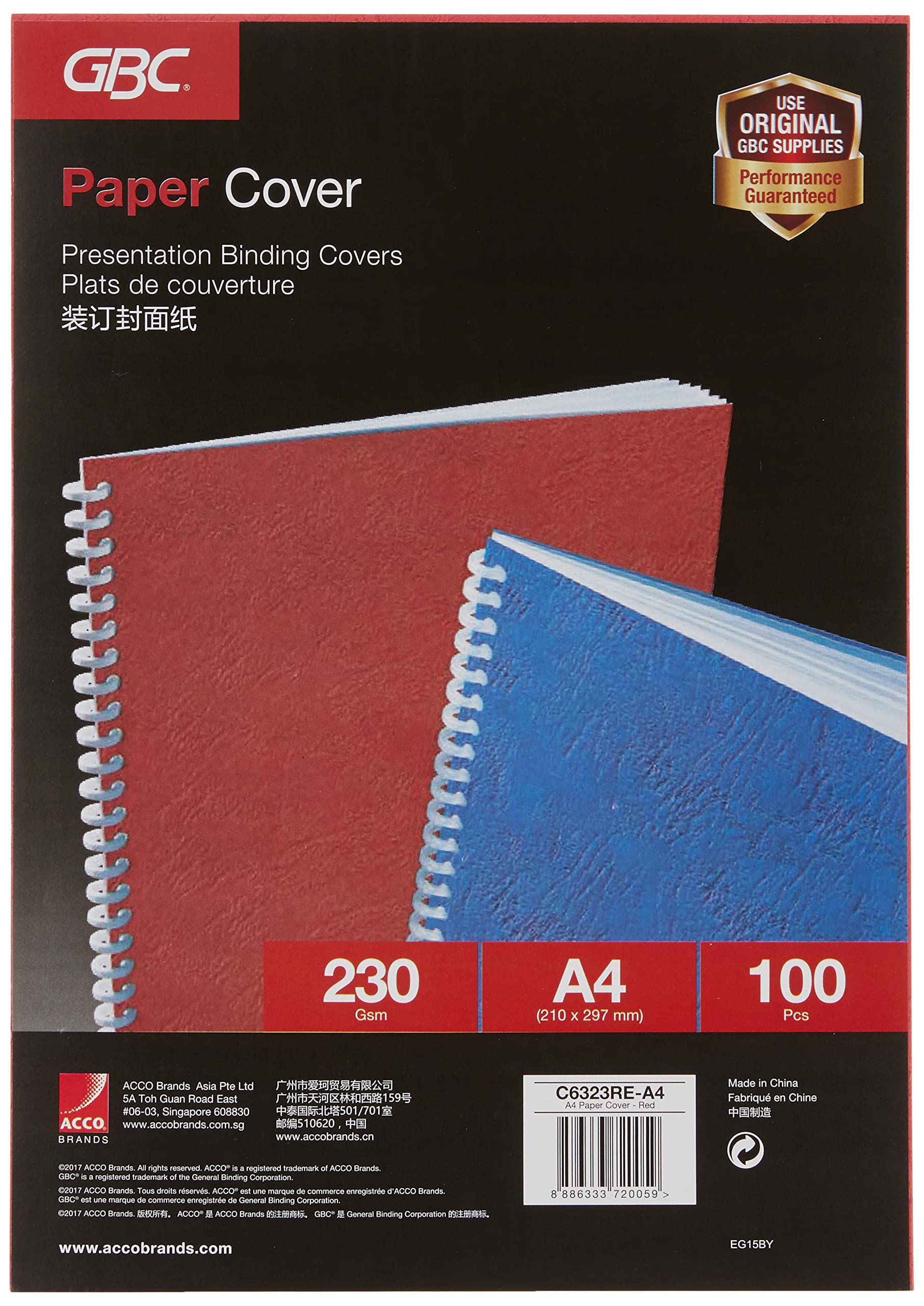 GBC Ibicover Binding Cover 63 Series 230GSM A4 Red (Pack of 100)