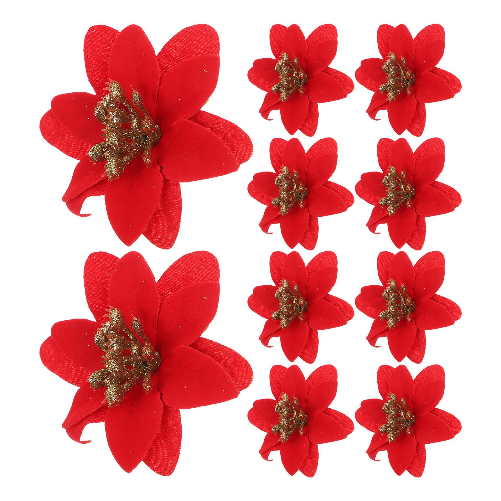 EXCEART Flor Artificial Navideña Roja de PP 10 Piezas