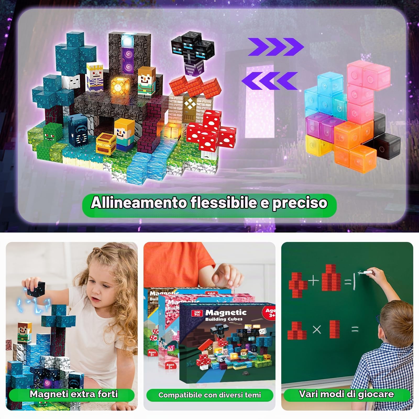Magneverse Costruzioni Magnetiche per Bambini 200 Pezzi - Avventura nella Foresta Crepuscolare con 36 Tipi di Magnetic Blocks, Gioco di Costruzione Educativo Regalo per Bambini 4-12 Anni