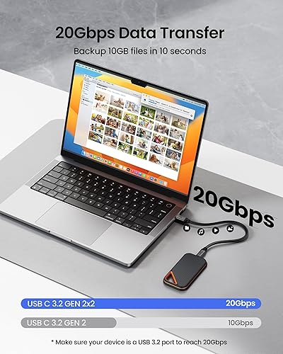 Miniatura 4 de Silkland Cable de pantalla de monitor USB C de 3.3 pies 4K a 144 Hz/60 Hz, 8K USB C 3.2 Gen 2x2, transferencia de datos de 20 Gbps, carga PD de 240