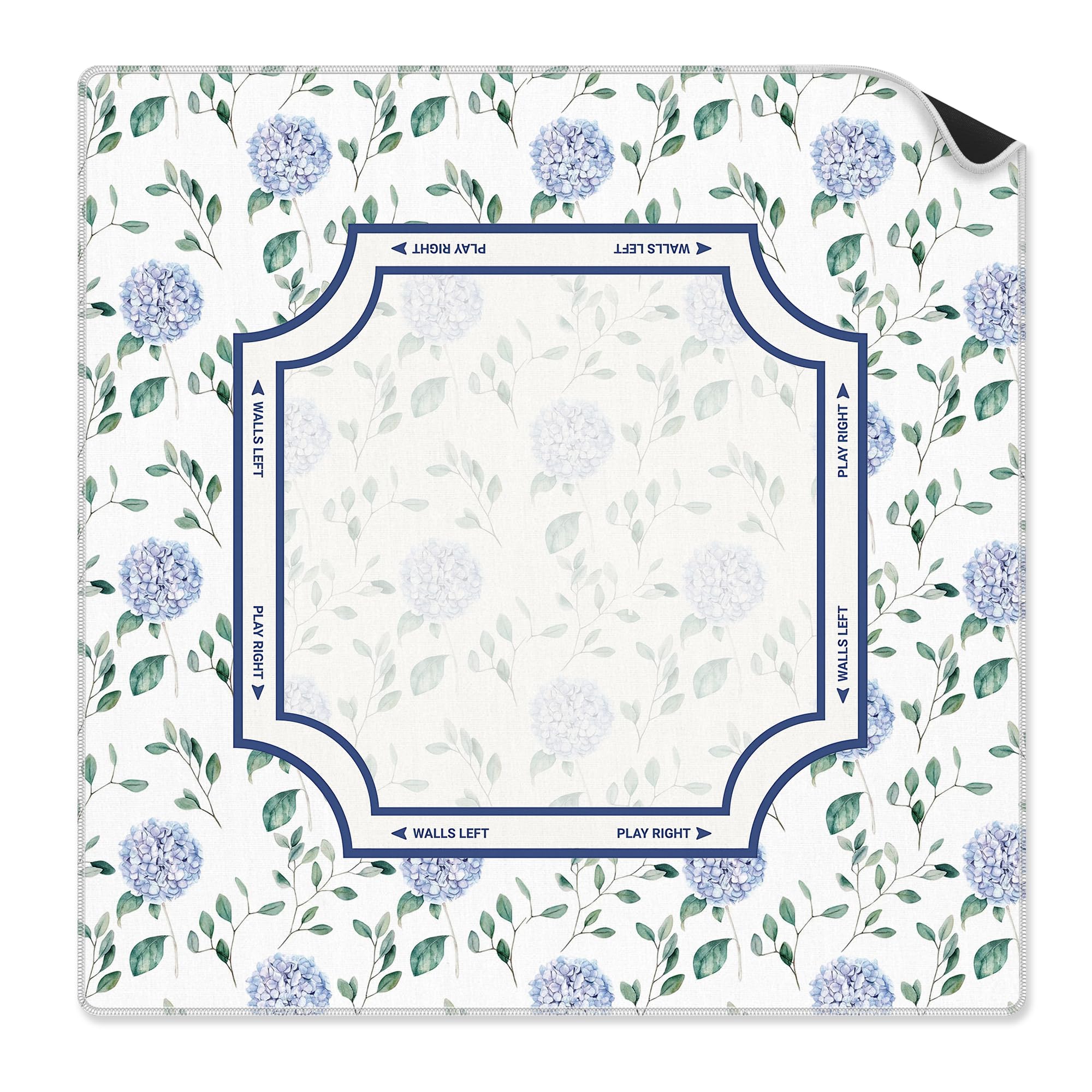 blue hydrangea floral mahjong mat 31.5 x 31.5 in, grandmillennial flower cottagecore mahjong mat for table, non-slip noise reduction game table cover for card poker dominoes dice board games