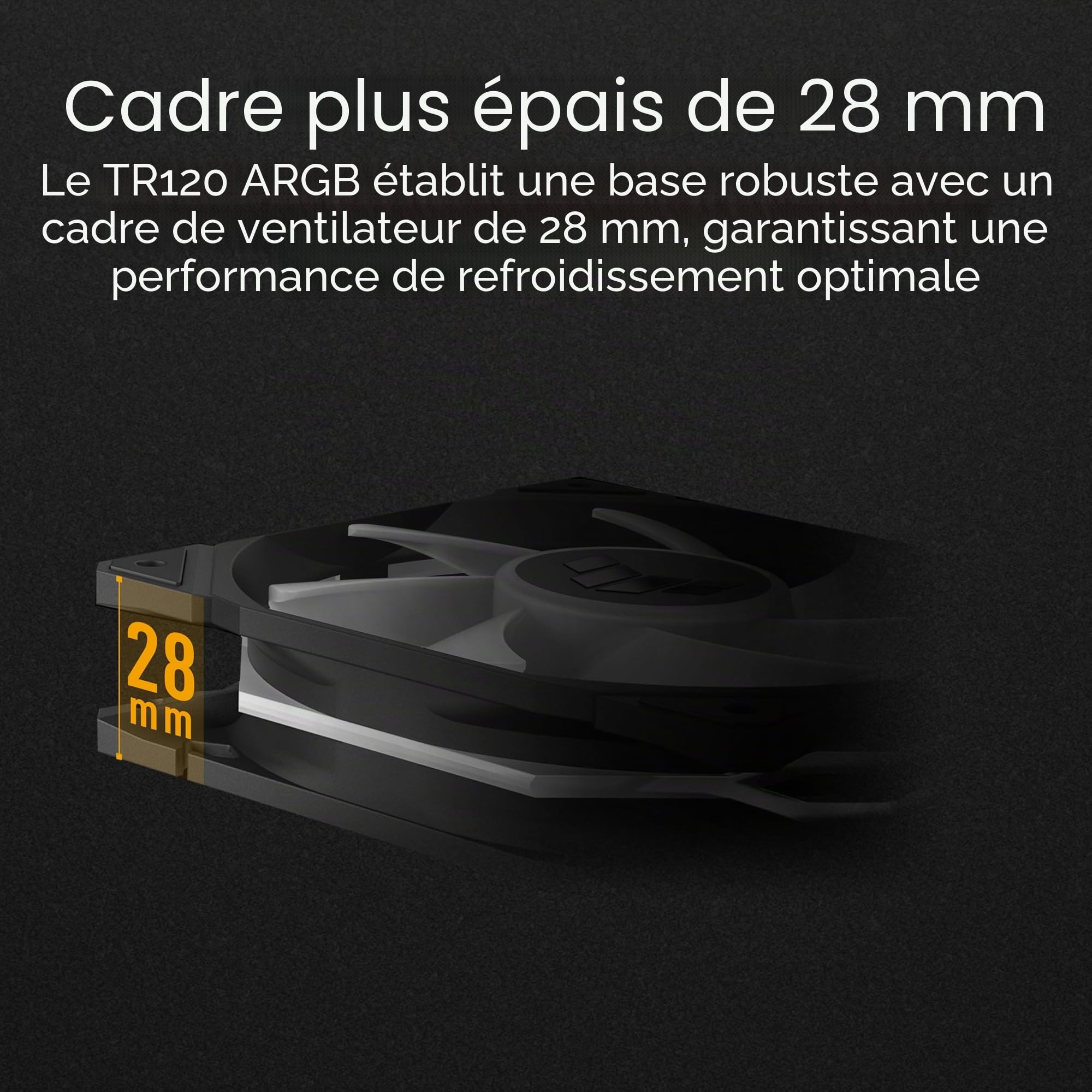 ASUS TUF Gaming TR120 ARGB Reverse Blade Black Lot de 3 Ventilateurs de boîtier 3 en 1 (120 mm PWM, 2000 TR/Min, 2,75 mm H2O, 76,3 CFM, 16 LED RVB adressables Individuellement, Noir)