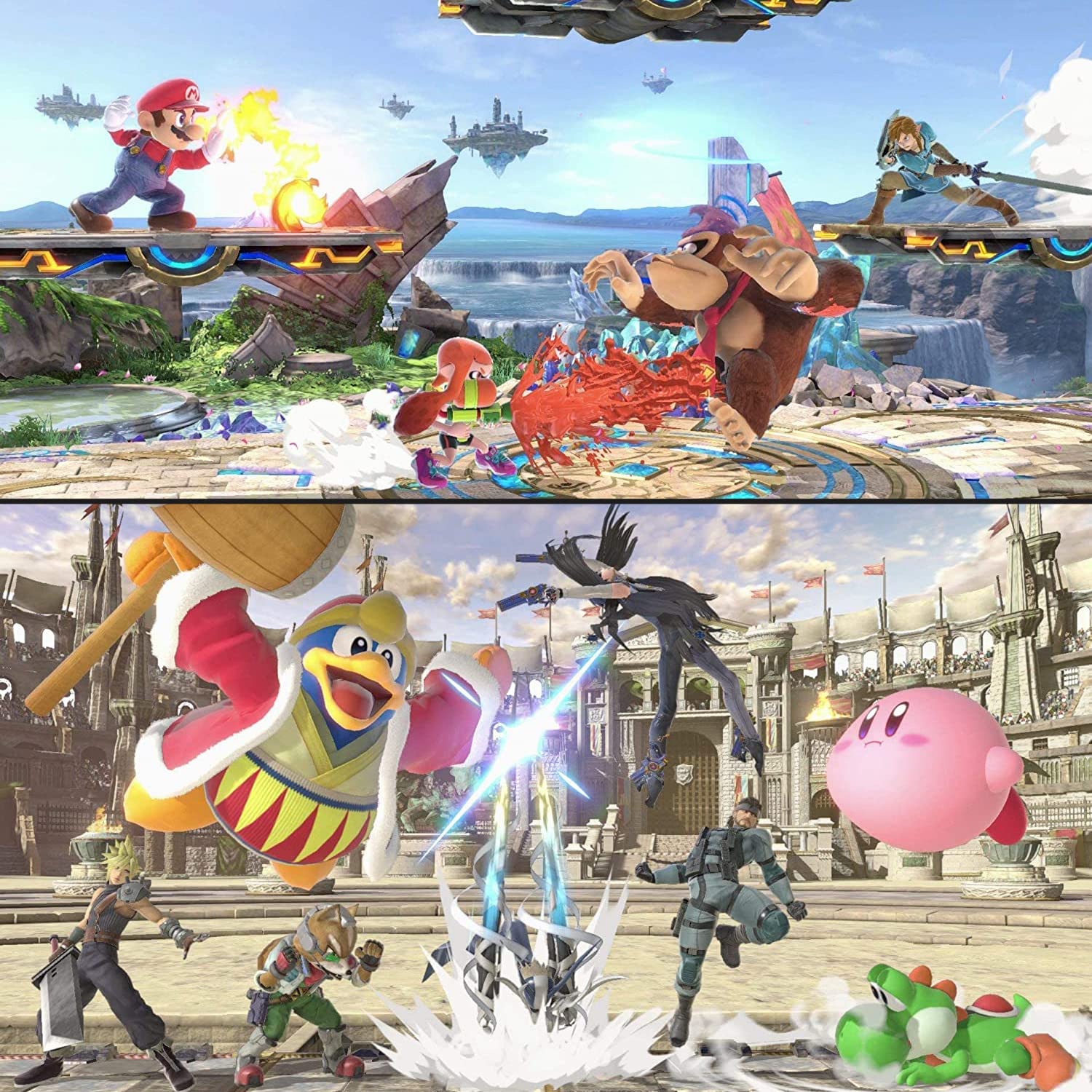 Super Smash Bros. Ultimate – Nintendo Switch con impugnature PremGear (8 pezzi – nero, blu, rosso e trasparente), porta carte da gioco a 24 slot e panno di pulizia