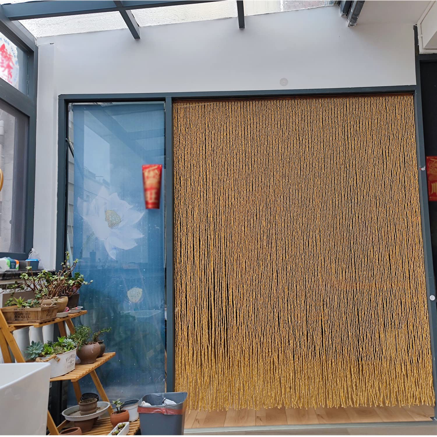 Cortina para Puertas de Bambú Retro,Cortina con Cuentas para Puerta Divisora o Ventana,Cortina para Puerta Colgante de Madera con Cuentas,Exterior o Interior,Personalizable (70 strands 70x200cm)