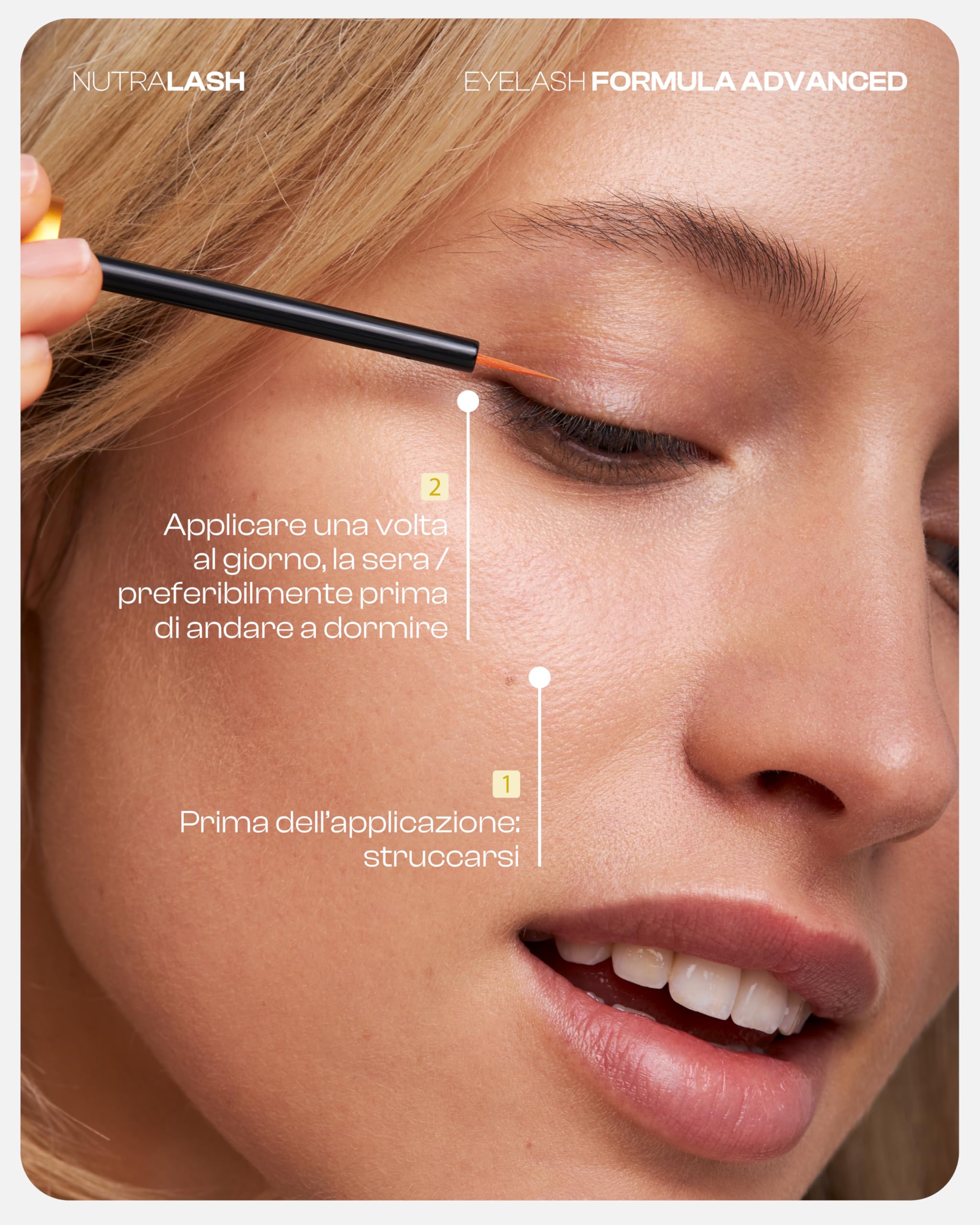 Nutralash ADVANCED Formula Ciglia - Siero per Ciglia Lunghe in Sole 4-6 Settimane I Eyelash Serum I Siero per la Crescita e l'Allungamento delle Ciglia I Prodotto in Germania I 3ml