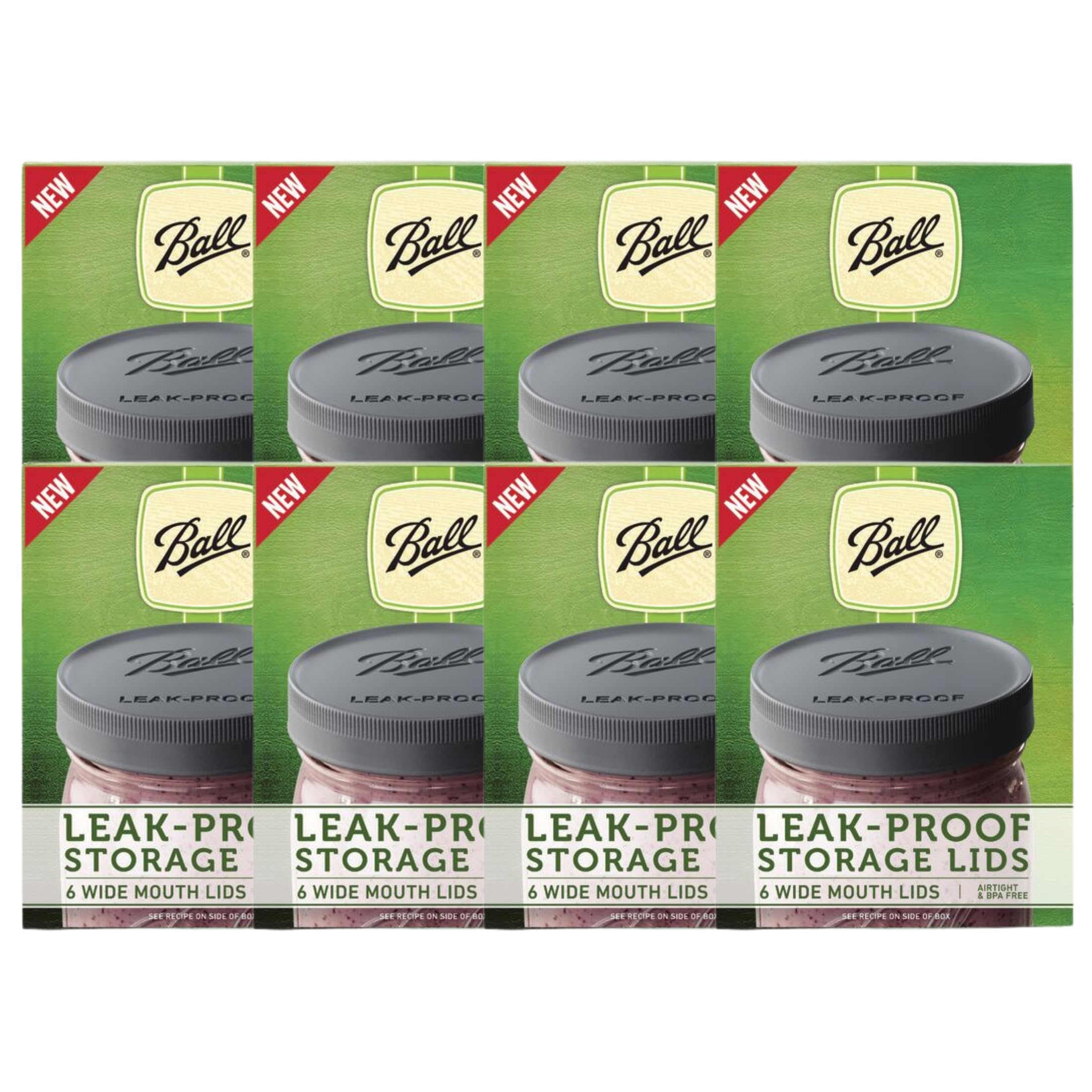 Ball Leak-Proof Storage Lids, for Glass Mason Jars, Used for Canning, Pickling, Juice, Jam, Jelly freezer-safe 6-Count, Pack of 8 (48-Lids Total)