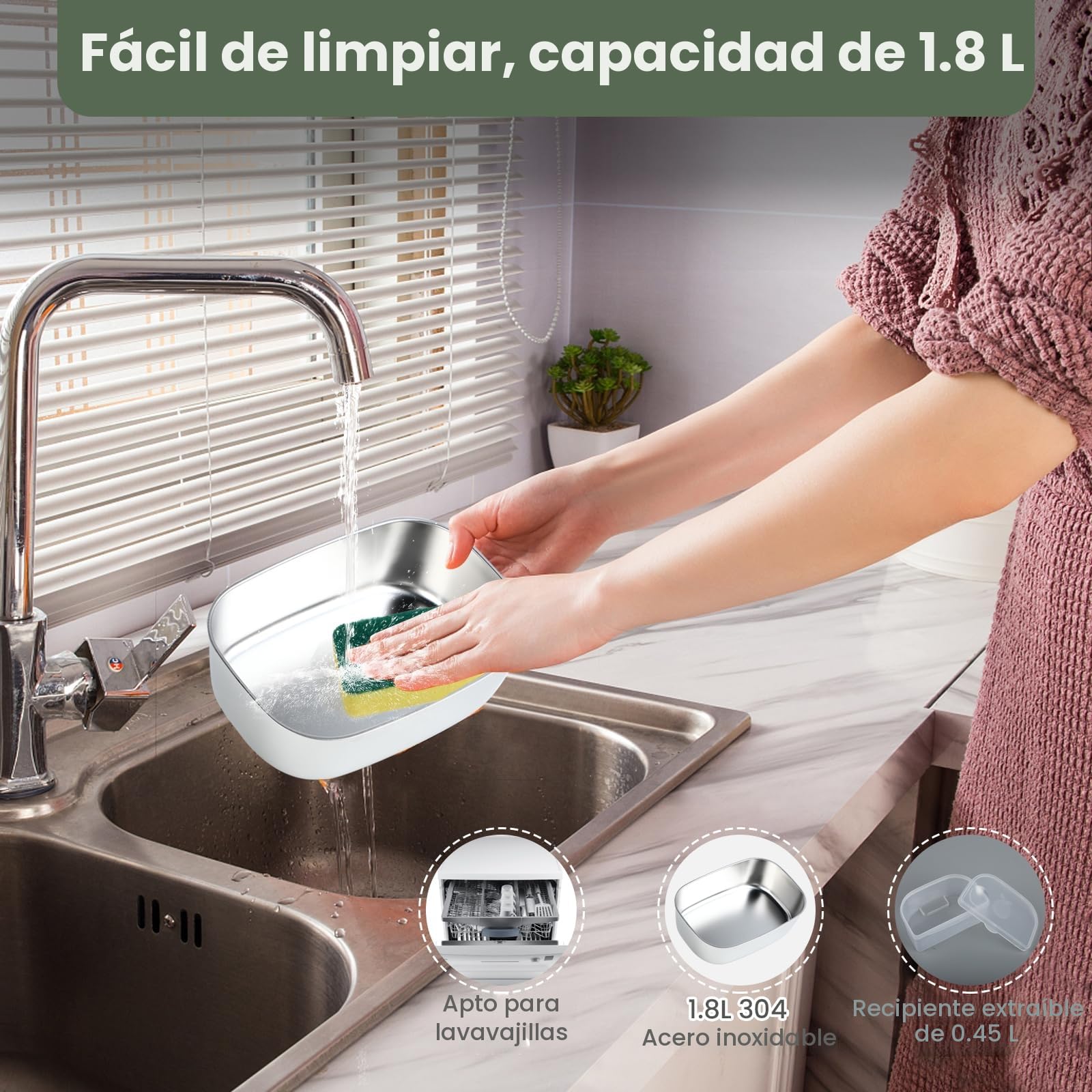 Lonchera eléctrica de 100 W, 1.8 L, acero inoxidable extraíble, 3 en 1, portátil, con calefacción, 12 V/24 V/220 V, caja de calor aislada para coche/camión/oficina/hogar, con bolsa aislada y