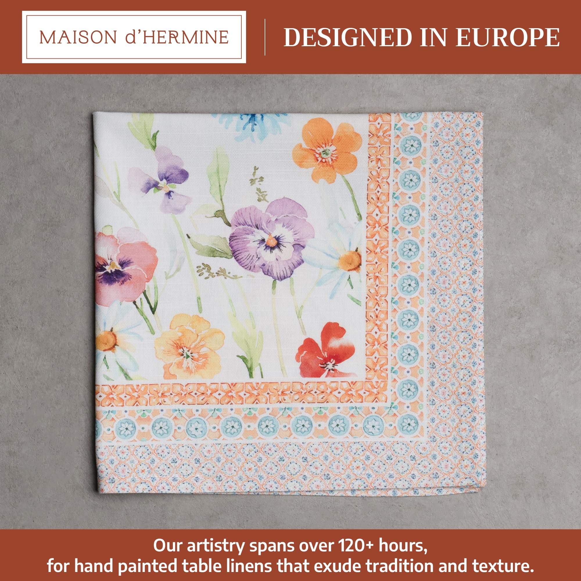 Maison d' Hermine Servilletas de cena 100% algodón (45 cm x 45 cm), juego de 4 servilletas decorativas de tela lavable, para comedor, fiestas de bufé y camping, susurro de verano, primavera/verano