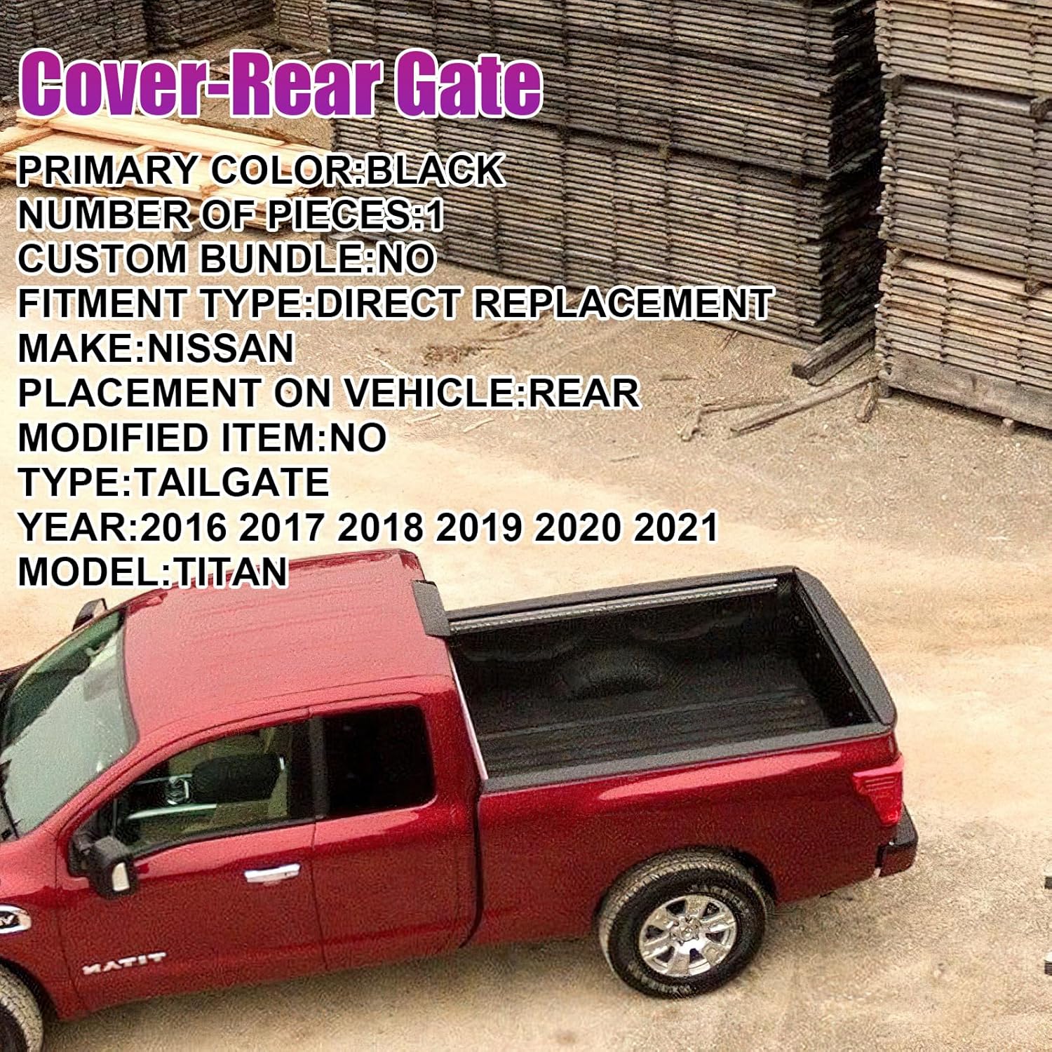 FEXON Chrome Tailgate Bed Cap Molding for 2016-2021 Titan V8, Black