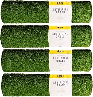 simpa 4 x Quality Non Fade Artificial Grass Pile Roll - 4m x 1m / 13ft x 3.3ft - 20mm Pile Height - Astro Turf Fake Lawn - Tested for Extreme Weather Conditions.
