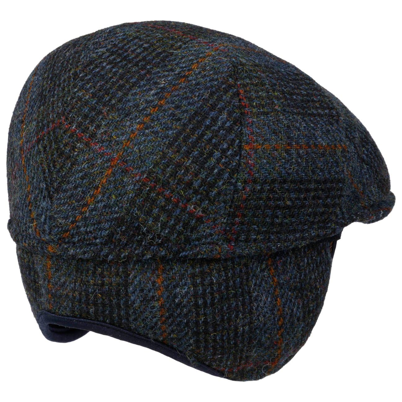 LIERYS Harris Tweed Ear Flaps płaska czapka z daszkiem dla mężczyzn – Made in Italy, z podszewką, na jesień, zimę