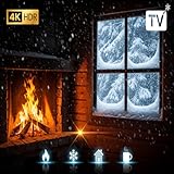 Listen to calming soundscapes TV with crackling fire and ambient noise screensaver blizzard sounds.