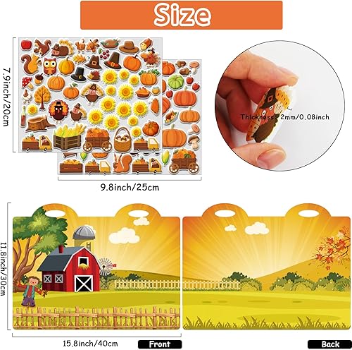 Miniatura 2 de Juego de calcomanías hinchadas de Acción de Gracias para niños, haz una escena de otoño, juego de calcomanías 3D, libro de actividades de otoño, haz