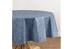 Elrene Home Fashions Camile Oval Vinyl Tablecloth in Blue, 60x84