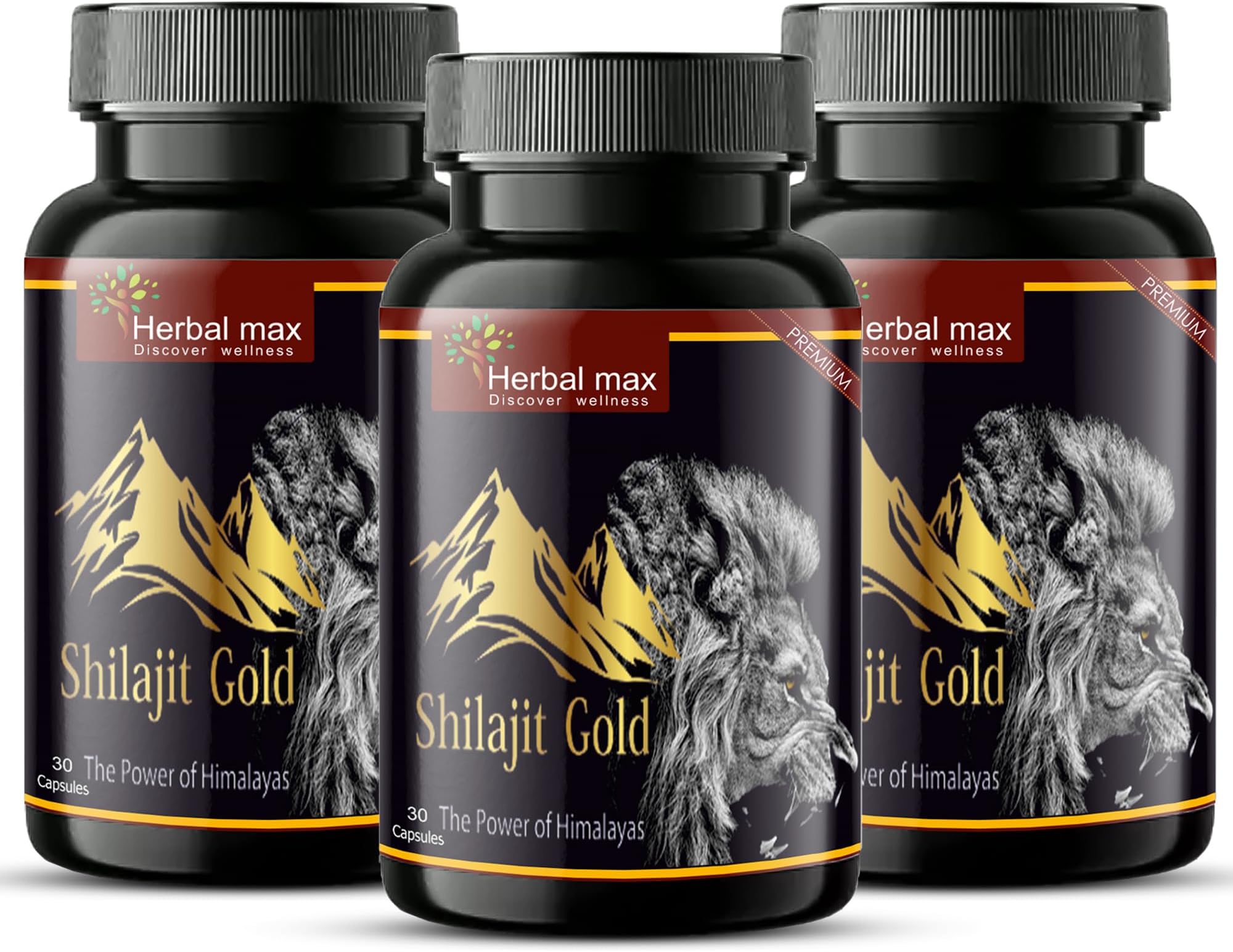 - Herbalmax Himalayan Shilajit Gold 800 mg 30 Veg Capsules Pack of 3 – Original Shilajit Supplement for Endurance, Stamina, Strength, Energy & Immunity