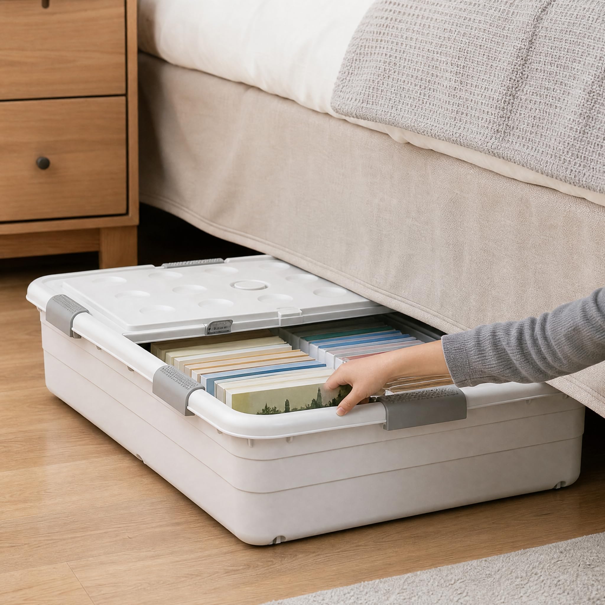 Organizer Portaoggetti Sottoletto, Bianco elegante 100x52x29cm