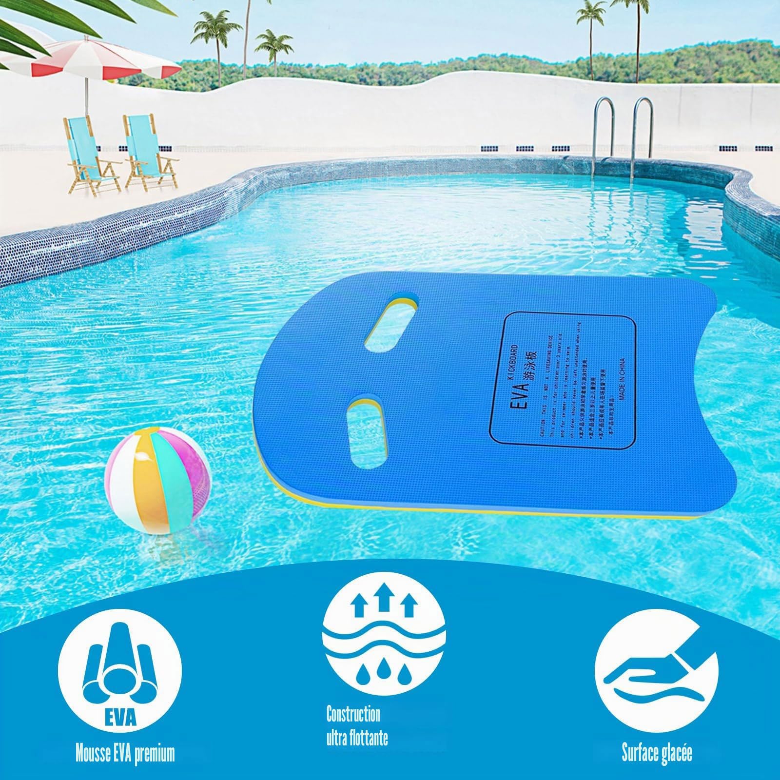 Juego de 4 Tabla de natación unisex Kickboard Flotante de Espuma EVA en Forma de U con Asas ergonómica Ayuda para aprender a nadar para Entrenamiento,Aquafitness y Ejercicios de Piernas en Piscina