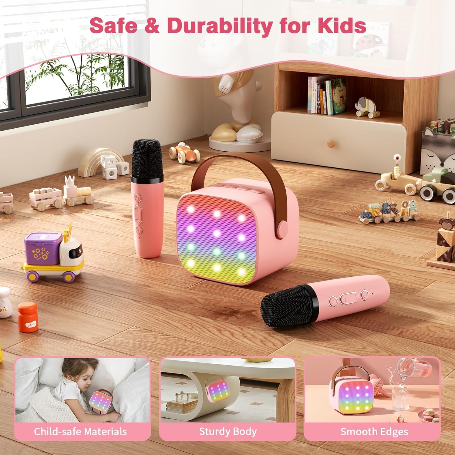 Mini Karaoke Machine with 2 Wireless Microphones, 2026 TOP Kids Portable Bluetooth Karaoke Machine for 3, 4, 5, 6, 7, 8, 9,10,11,12+Year Old, Christmas Birthday Gifts for Girls Boys Adults Home Party - Image 7