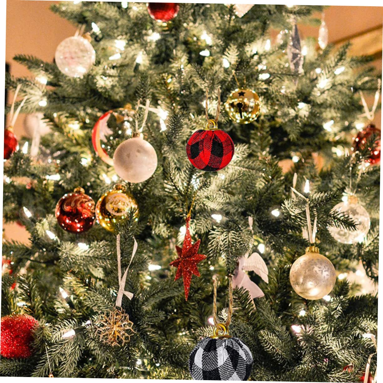 Cabilock 72 Piezas Bolas De Navidad Ornamento del Festival Decoración De Bolas De Árbol De Navidad Adornos De Bolas De Brillo Accesorio Navideño Pequeño Colgante Algodón Delicado