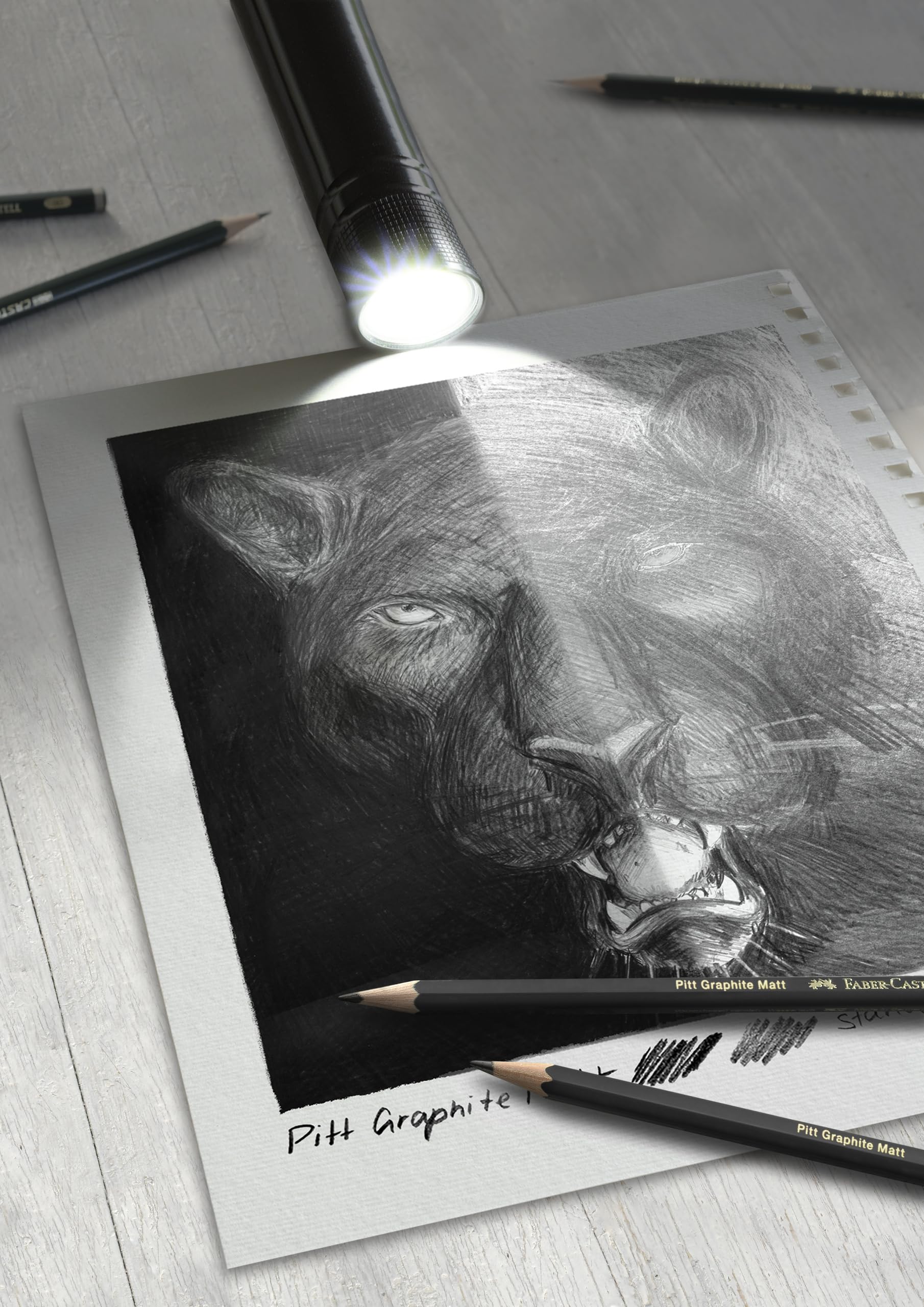 Faber-Castell Pitt Monochrome Matite Grafite Set 4 Pezzi Gradi 2B 6B 10B 14B Ultra Opaco