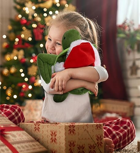Miniatura 6 de DolliBu Juguete de peluche de tortuga marina de Papá Noel, súper suave, disfraz de animal con traje de Papá Noel rojo, lindo regalo de vida