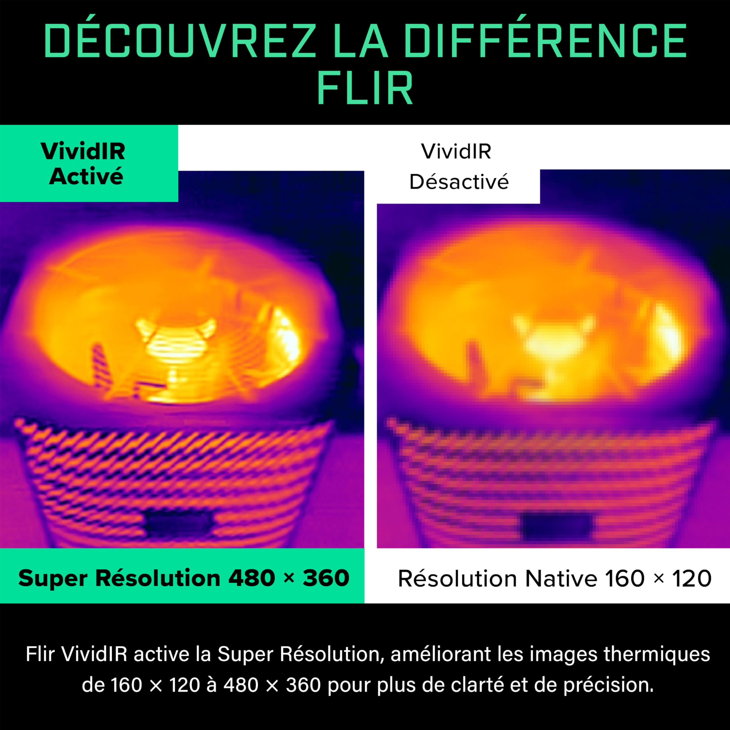 Flir One Pro - Caméra Thermique pour Smartphones Android (USB-C), Super résolution 480x360 (160x120 IR natif)