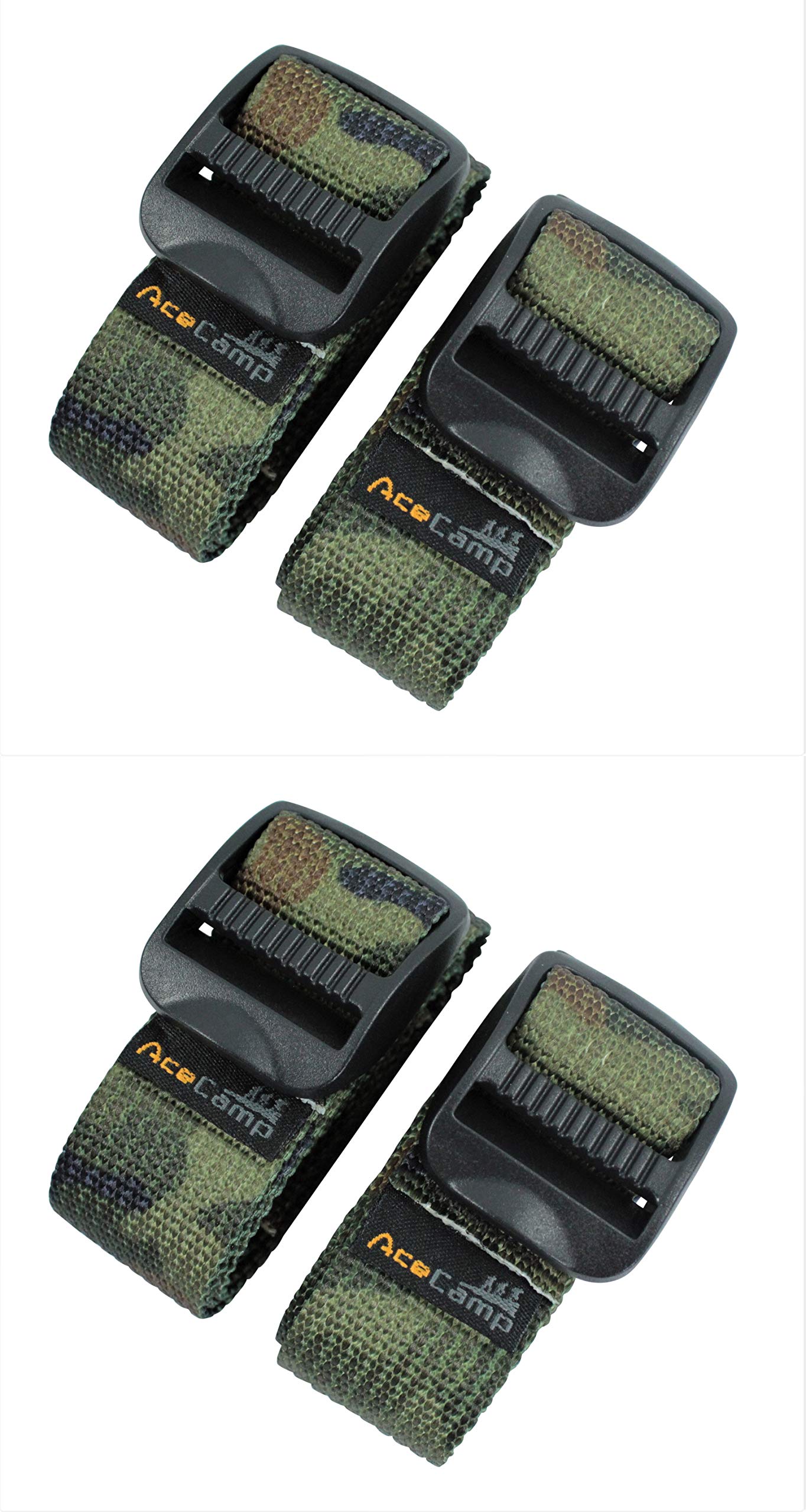 AceCamp 2X Koffergurt Kofferband Packriemen Breit extra stark Allzweckgurt, Doppelpack Camo Green - 2.5 x 120cm, 90479