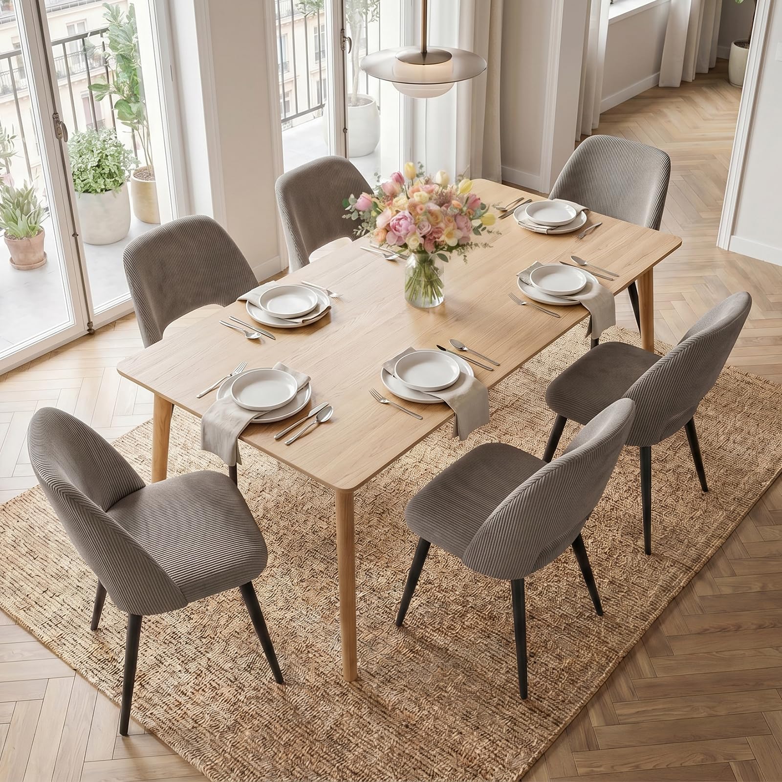 4er Set Esszimmerstühle aus Cord,Stuhlbeine aus Metall,Braun Stuhl | Tragkraft 150 kg,Gepolsterter Stuhl mit durchbrochenem Design,Moderne Restaurantstühle, Küchenstühle, Wohnzimmerstühle