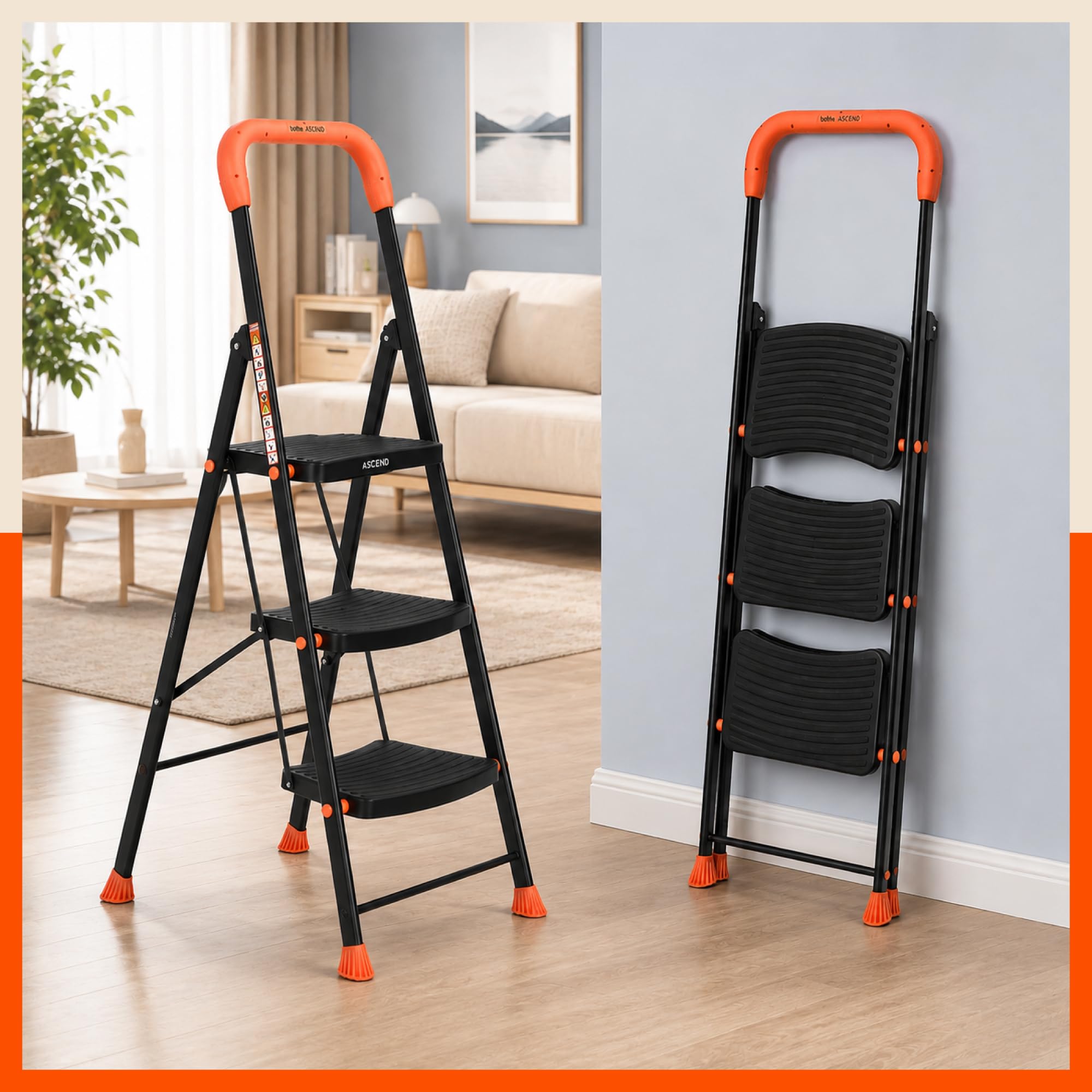 Bathla 4 Step Steel Ladder - Heavy Duty & Safe -14