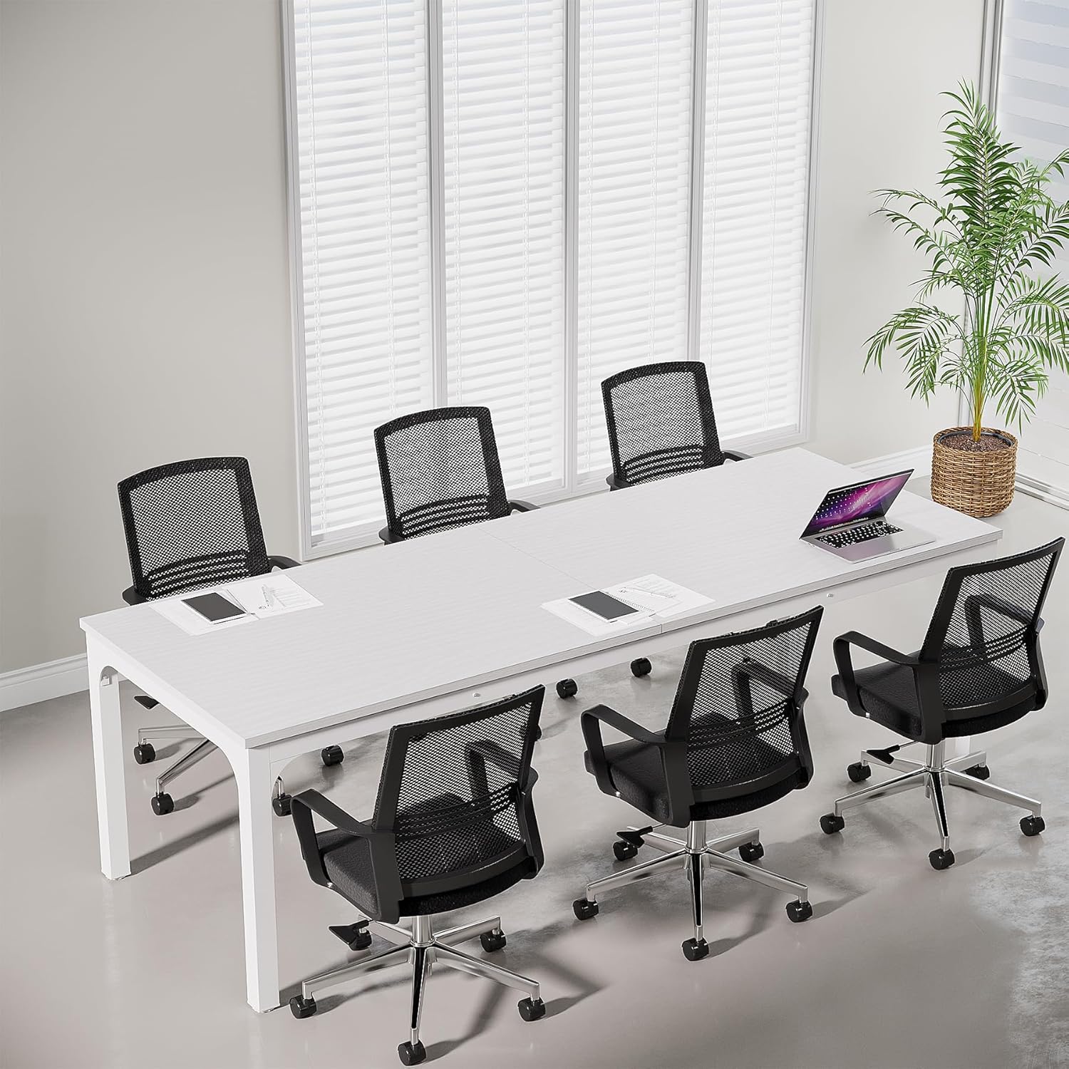 Tribesigns 6.5ft Conference Room Table, 78.74" W x 27.56" D Large Office Meeting Table, Modern Seminar Desk for Boardroom (1, White)