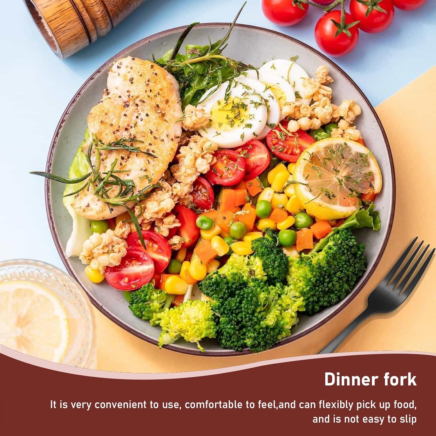 RIS LAN 24-Piece Silverware Set with Stent, Stainless Steel Flatware Cutlery Set for 6 Utensil Sets with Knives Spoons Forks, Matte Style Dishwasher Safe for Home Party (Black, 24)