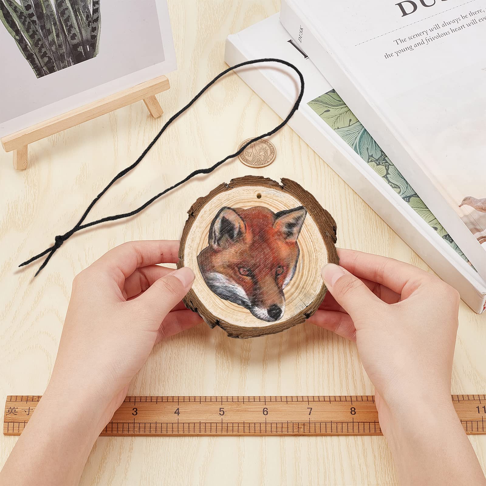 CREATCABIN Targa In Legno Wall Art Con Volpe - Decorazione Rustica 8.6x10 Cm Per Casa, Ufficio O Bar - Regalo Ideale - 3