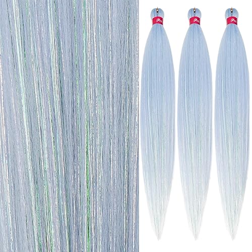 Miniatura 1 de Burg - Extensiones de cabello trenzado Kanekalon preestirado de 26 pulgadas, 6 paquetes de extensiones de cabello de fibra sintética para trenzas