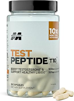 MuscleTech Testosterone Peptide T10, Peptides Pills for Men - Advanced Testosterone Booster Supplement for Athletes & Bodybuilders for Nitric Oxide Production, Blood Flow & Muscle Growth - 56 Capsules