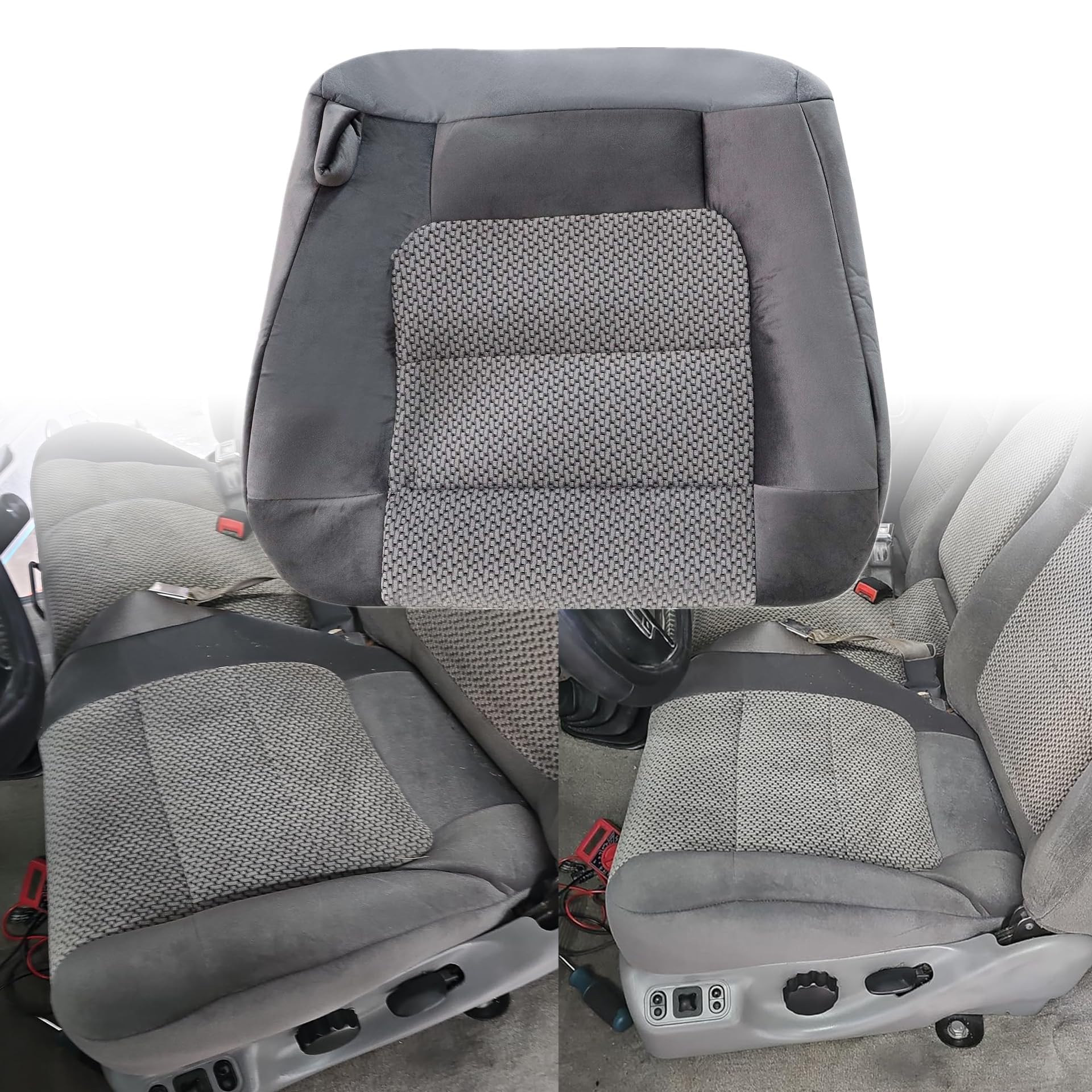 GXARTS Driver Side Front Left Bottom Cloth Breathable Seat Cover Dark Graphite Gray #MT or FT Compatible with Ford F150 XLT Super-Crew Cab Single Cab 4X4 2WD 2001 2002 2003