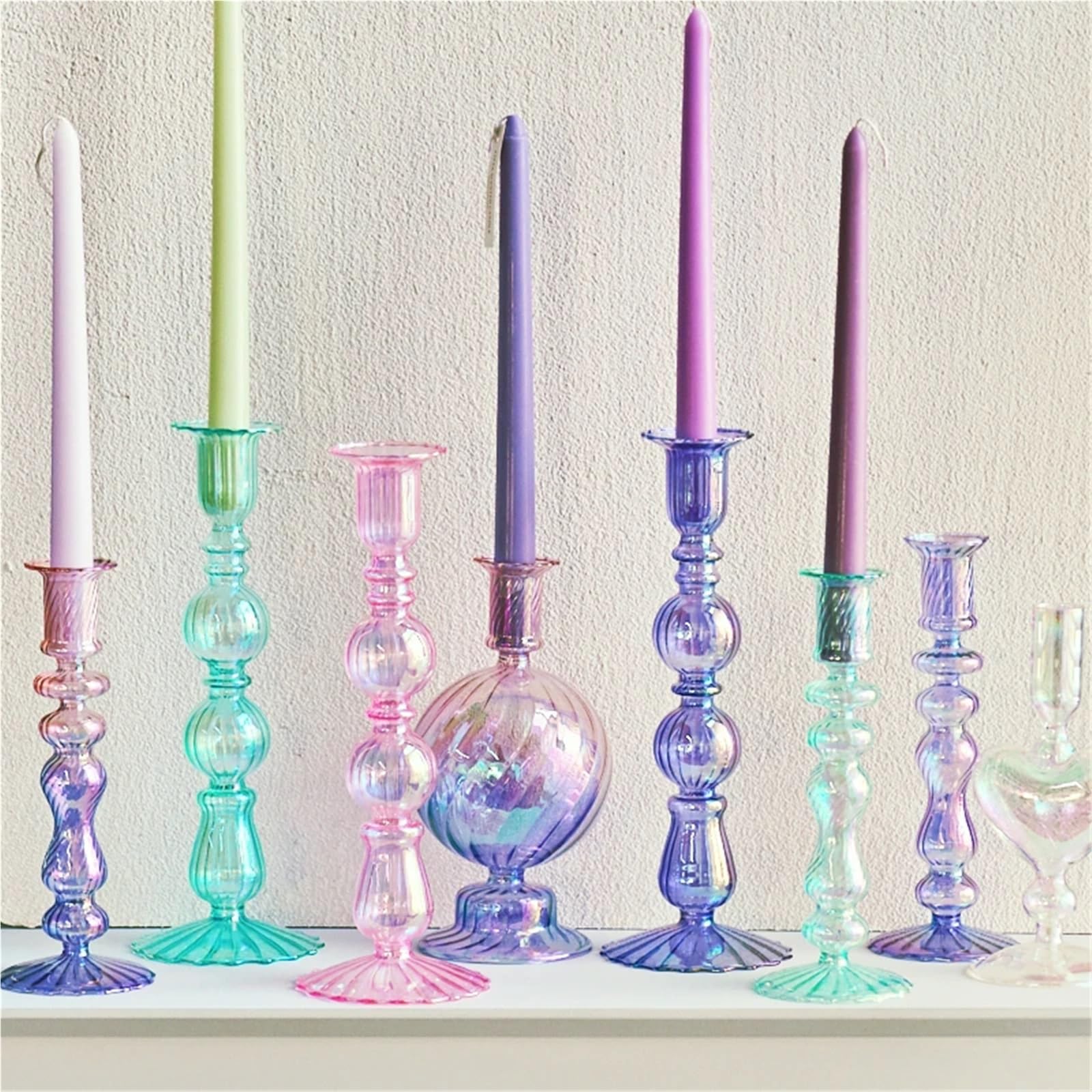 Portacandele Candelieri Portacandele Conici Alti Decorazione Festa Vaso di Vetro Casa Matrimonio(STYLE23)