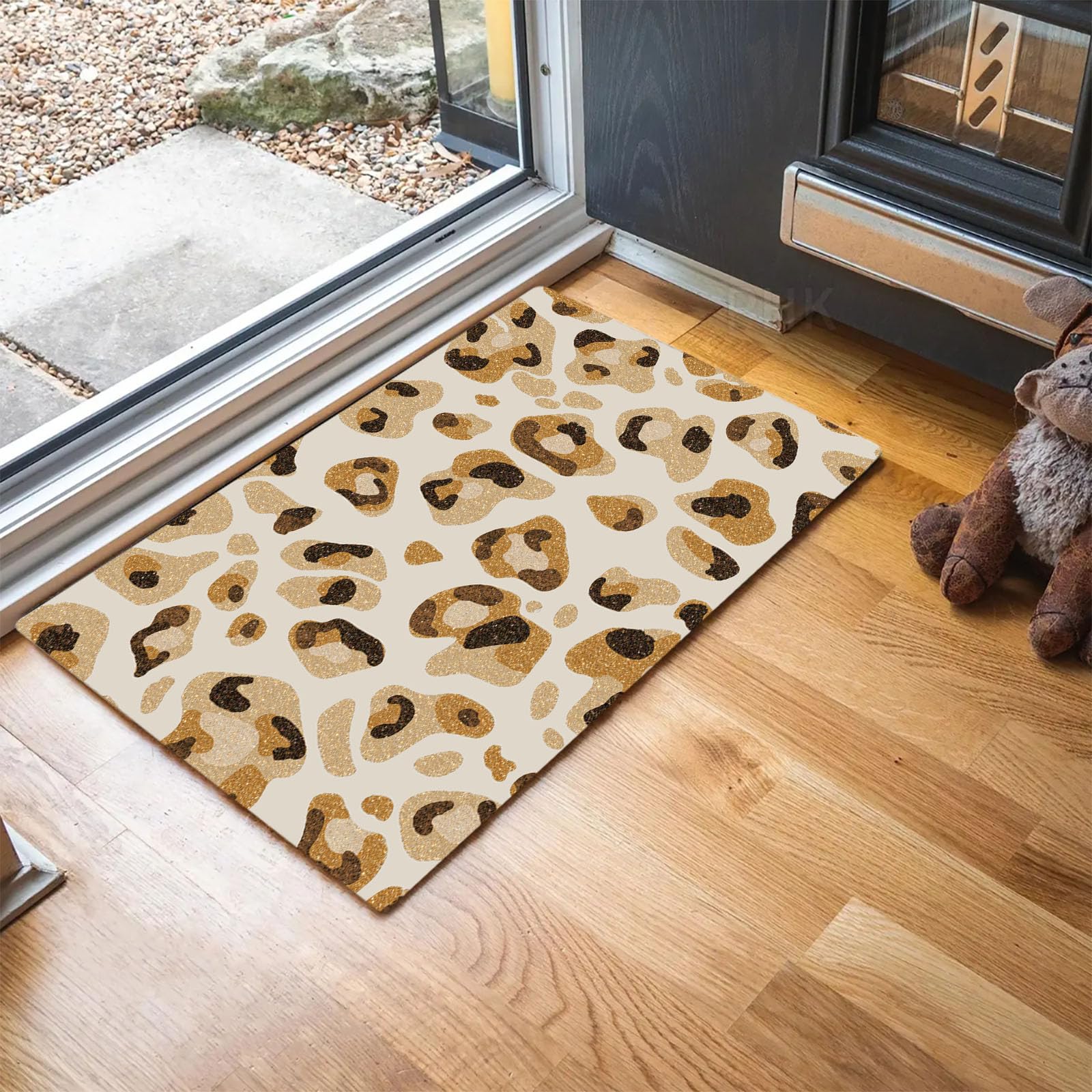 Paillassons guépard 60x90 cm tapis absorbant et lavable jaune pour entrée