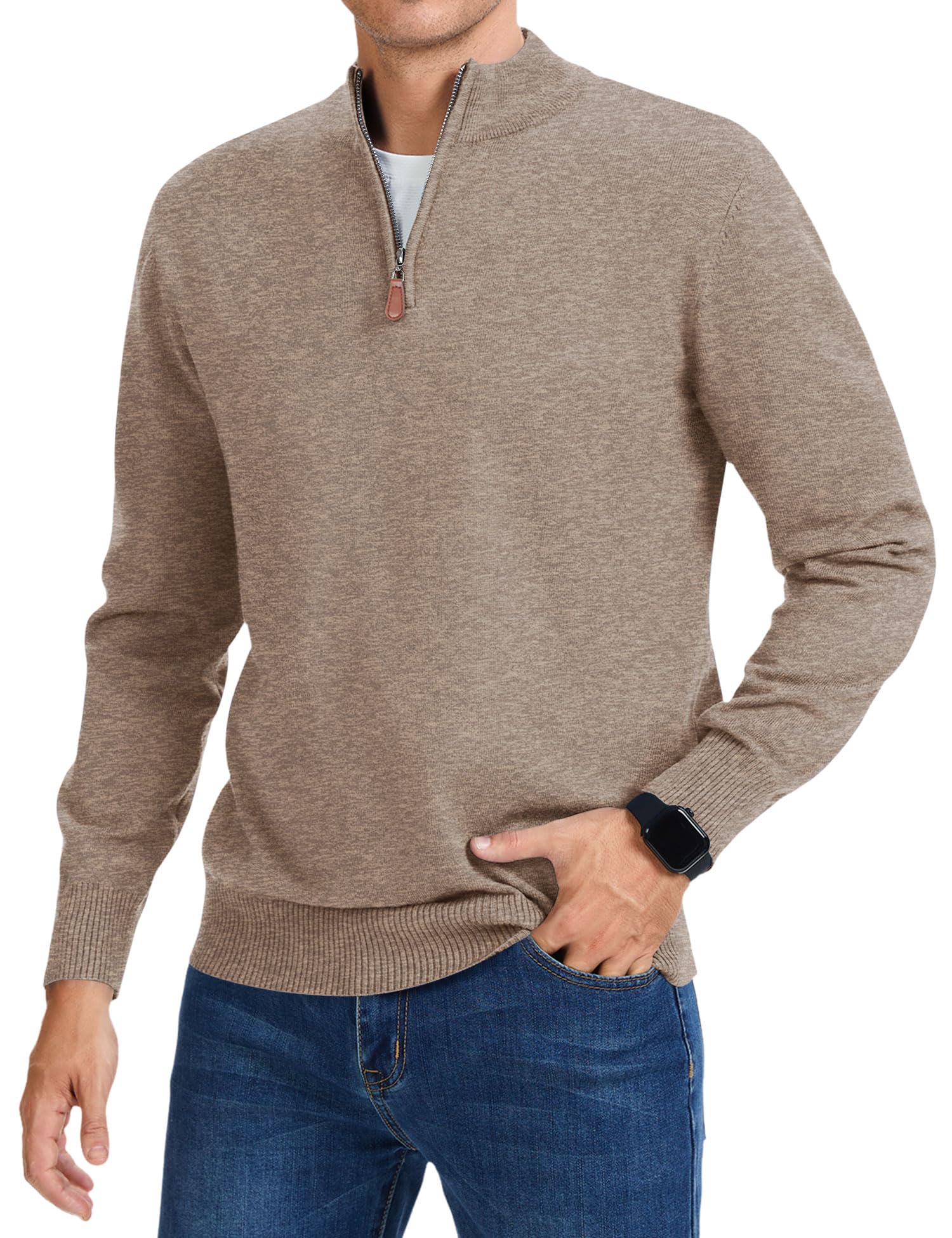 iWoo Quarter Zip Mock Neck Sweater